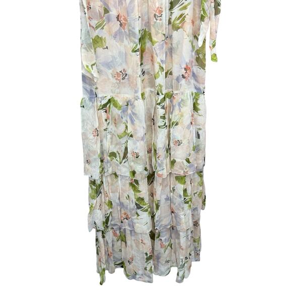 Christy Lynn Silk Floral Tiered Maxi Dress Size Small Sleeveless Ruffle Hem - Picture 7 of 13